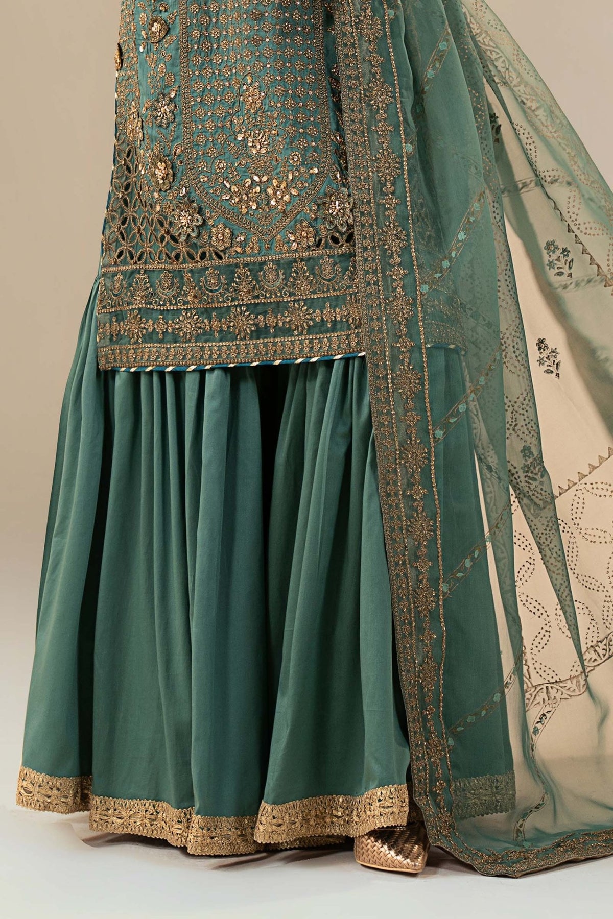 Maria B | RTW | 3 Piece Embroidered Raw Silk Suit-Brand:Maria B-Type:Luxury Formals-Blue - House of Maryam- Buy in UK, USA