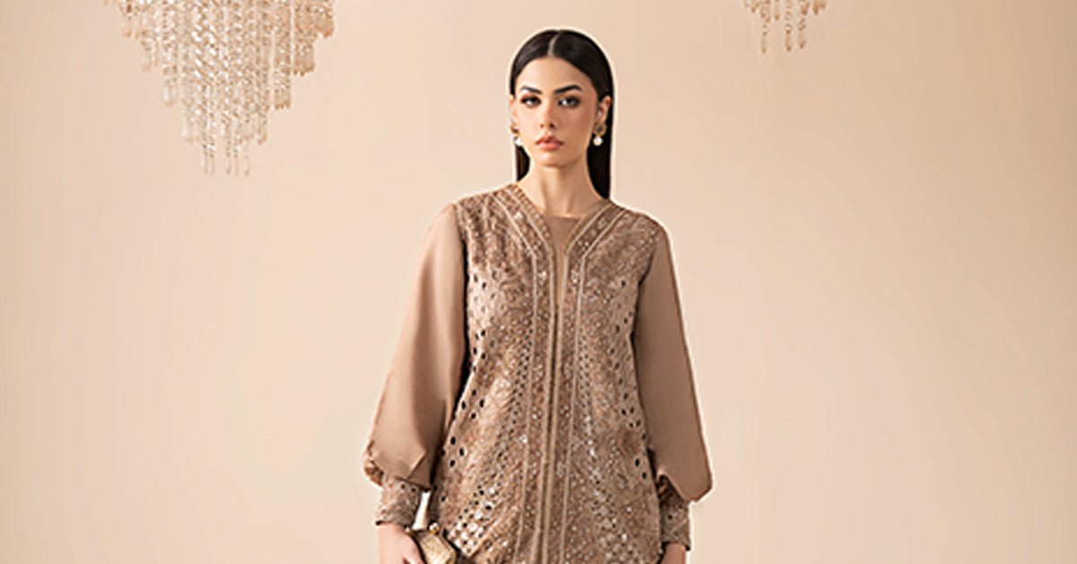 Maria B | RTW | 3 Piece Embroidered Raw Silk Suit-Brand:Maria B-Type:Luxury Formals-Brown - House of Maryam- Buy in UK, USA