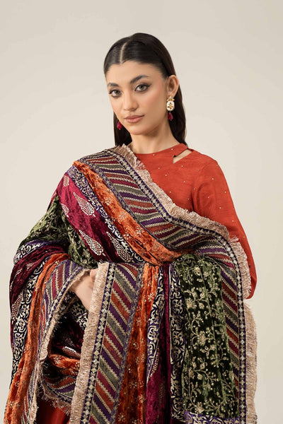 Maria B | RTW | 3 Piece Embroidered Raw Silk Suit-Brand:Maria B-Type:Luxury Formals-Brown - House of Maryam- Buy in UK, USA
