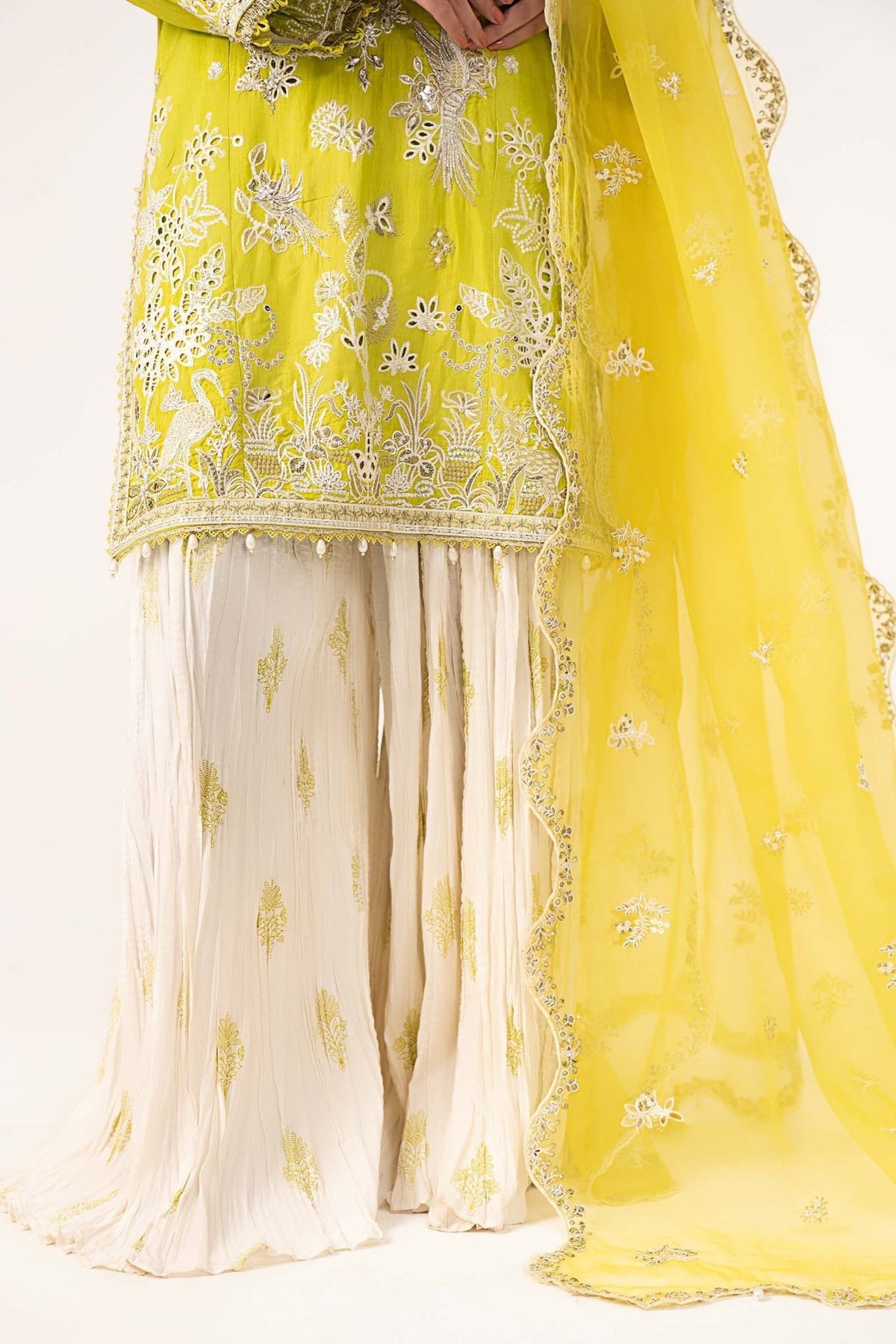 Maria B | RTW | 3 Piece Embroidered Raw Silk Suit-Brand:Maria B-Type:Luxury Formals-Green - House of Maryam- Buy in UK, USA