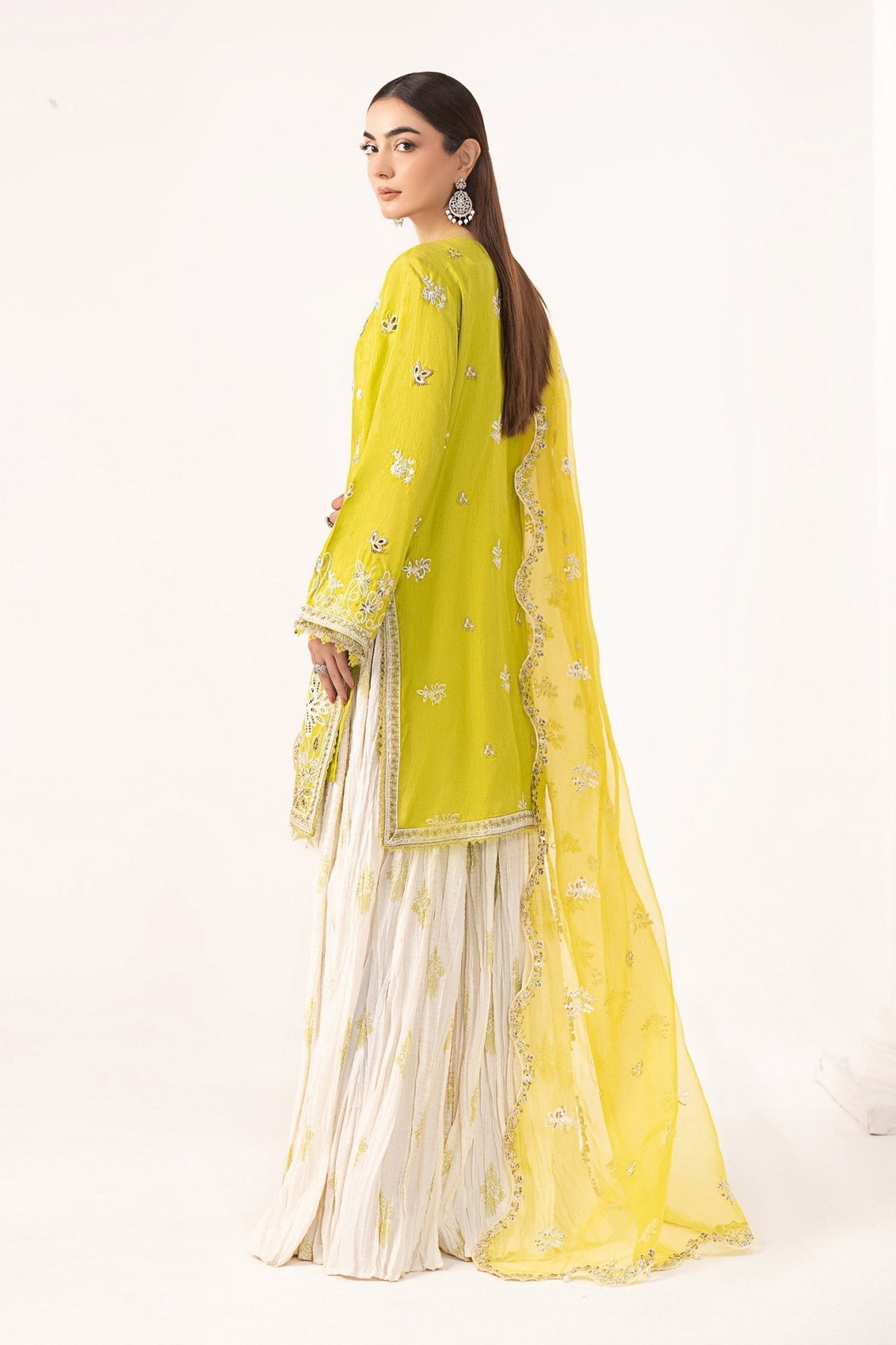 Maria B | RTW | 3 Piece Embroidered Raw Silk Suit-Brand:Maria B-Type:Luxury Formals-Green - House of Maryam- Buy in UK, USA