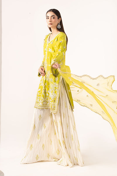 Maria B | RTW | 3 Piece Embroidered Raw Silk Suit-Brand:Maria B-Type:Luxury Formals-Green - House of Maryam- Buy in UK, USA