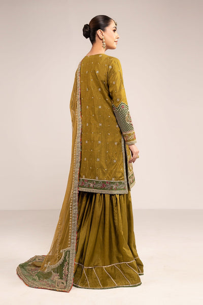 Maria B | RTW | 3 Piece Embroidered Raw Silk Suit-Brand:Maria B-Type:Luxury Formals-Green - House of Maryam- Buy in UK, USA