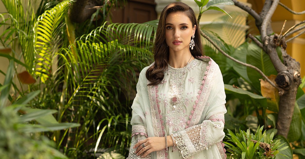Maria B | RTW | 3 Piece Embroidered Raw Silk Suit-Brand:Maria B-Type:Luxury Formals-Green - House of Maryam- Buy in UK, USA
