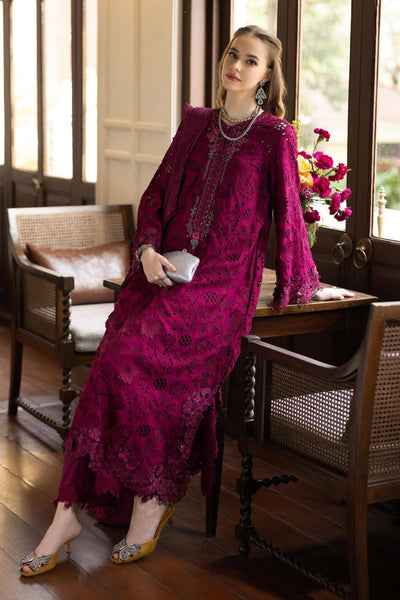 Maria B | RTW | 3 Piece Embroidered Raw Silk Suit-Brand:Maria B-Type:Luxury Formals-Maroon - House of Maryam- Buy in UK, USA