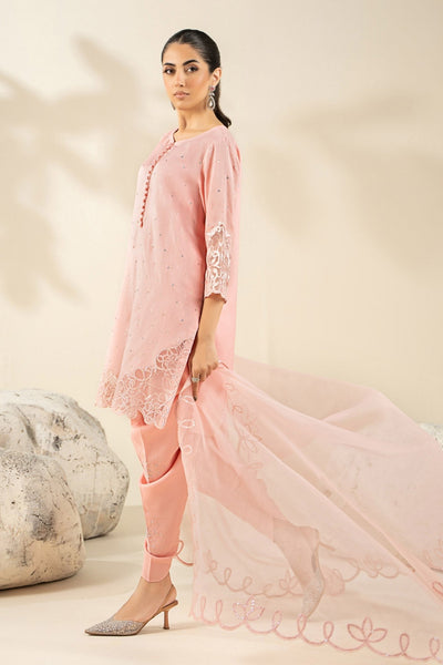 Maria B | RTW | 3 Piece Embroidered Raw Silk Suit-Brand:Maria B-Type:Luxury Formals-Pink - House of Maryam- Buy in UK, USA