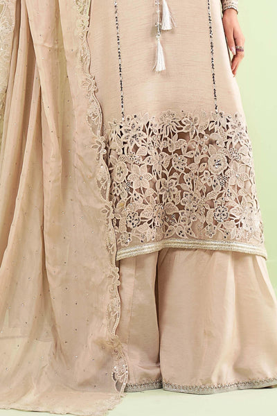 Maria B | RTW | 3 Piece Embroidered Raw Silk Suit-Brand:Maria B-Type:Luxury Formals-Pink - House of Maryam- Buy in UK, USA