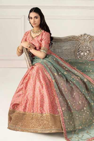 Maria B | RTW | 3 Piece Embroidered Raw Silk Suit-Brand:Maria B-Type:Luxury Formals-Pink - House of Maryam- Buy in UK, USA
