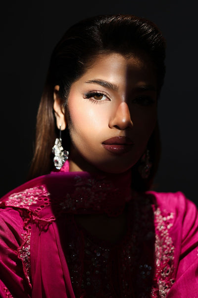 Maria B | RTW | 3 Piece Embroidered Raw Silk Suit-Brand:Maria B-Type:Luxury Formals-Pink - House of Maryam- Buy in UK, USA