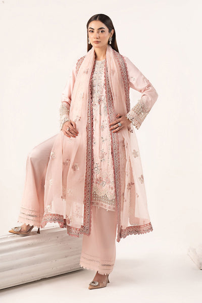 Maria B | RTW | 3 Piece Embroidered Raw Silk Suit-Brand:Maria B-Type:Luxury Formals-Pink - House of Maryam- Buy in UK, USA
