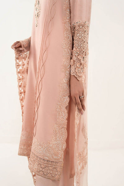 Maria B | RTW | 3 Piece Embroidered Raw Silk Suit-Brand:Maria B-Type:Luxury Formals-Pink - House of Maryam- Buy in UK, USA