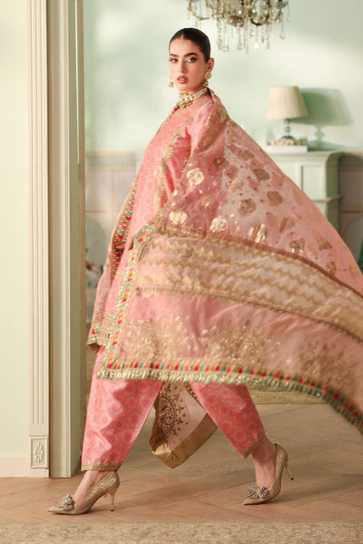 Maria B | RTW | 3 Piece Embroidered Raw Silk Suit-Brand:Maria B-Type:Luxury Formals-Pink - House of Maryam- Buy in UK, USA