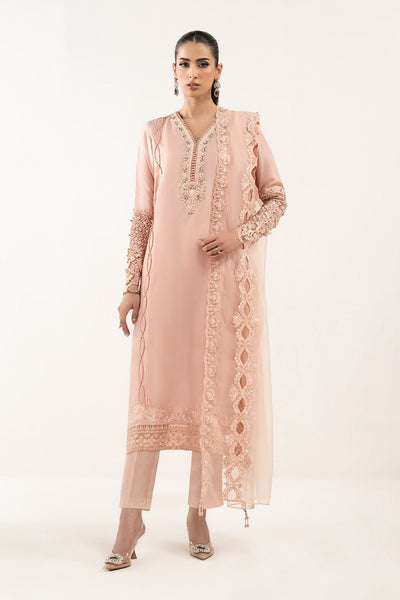 Maria B | RTW | 3 Piece Embroidered Raw Silk Suit-Brand:Maria B-Type:Luxury Formals-Pink - House of Maryam- Buy in UK, USA