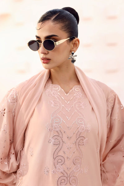 Maria B | RTW | 3 Piece Embroidered Raw Silk Suit-Brand:Maria B-Type:Luxury Formals-Pink - House of Maryam- Buy in UK, USA
