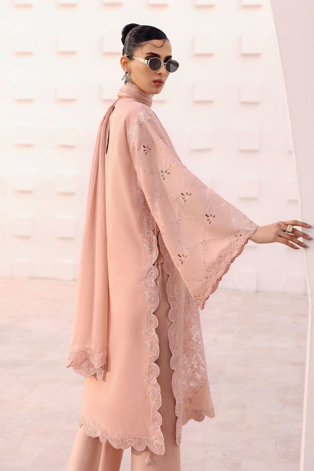 Maria B | RTW | 3 Piece Embroidered Raw Silk Suit-Brand:Maria B-Type:Luxury Formals-Pink - House of Maryam- Buy in UK, USA