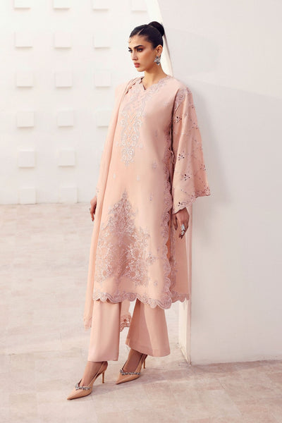 Maria B | RTW | 3 Piece Embroidered Raw Silk Suit-Brand:Maria B-Type:Luxury Formals-Pink - House of Maryam- Buy in UK, USA