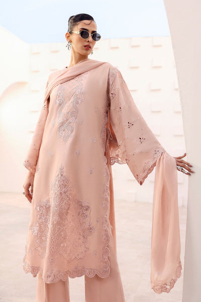 Maria B | RTW | 3 Piece Embroidered Raw Silk Suit-Brand:Maria B-Type:Luxury Formals-Pink - House of Maryam- Buy in UK, USA
