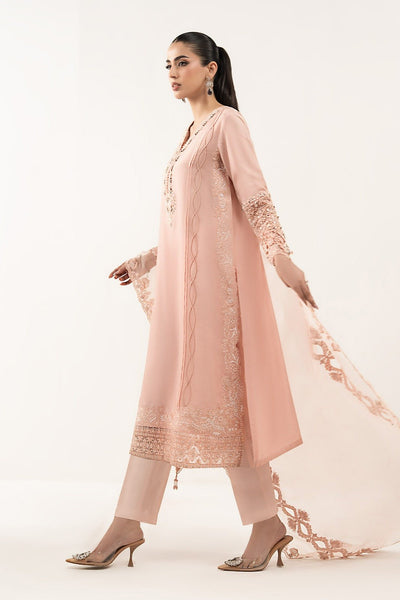 Maria B | RTW | 3 Piece Embroidered Raw Silk Suit-Brand:Maria B-Type:Luxury Formals-Pink - House of Maryam- Buy in UK, USA