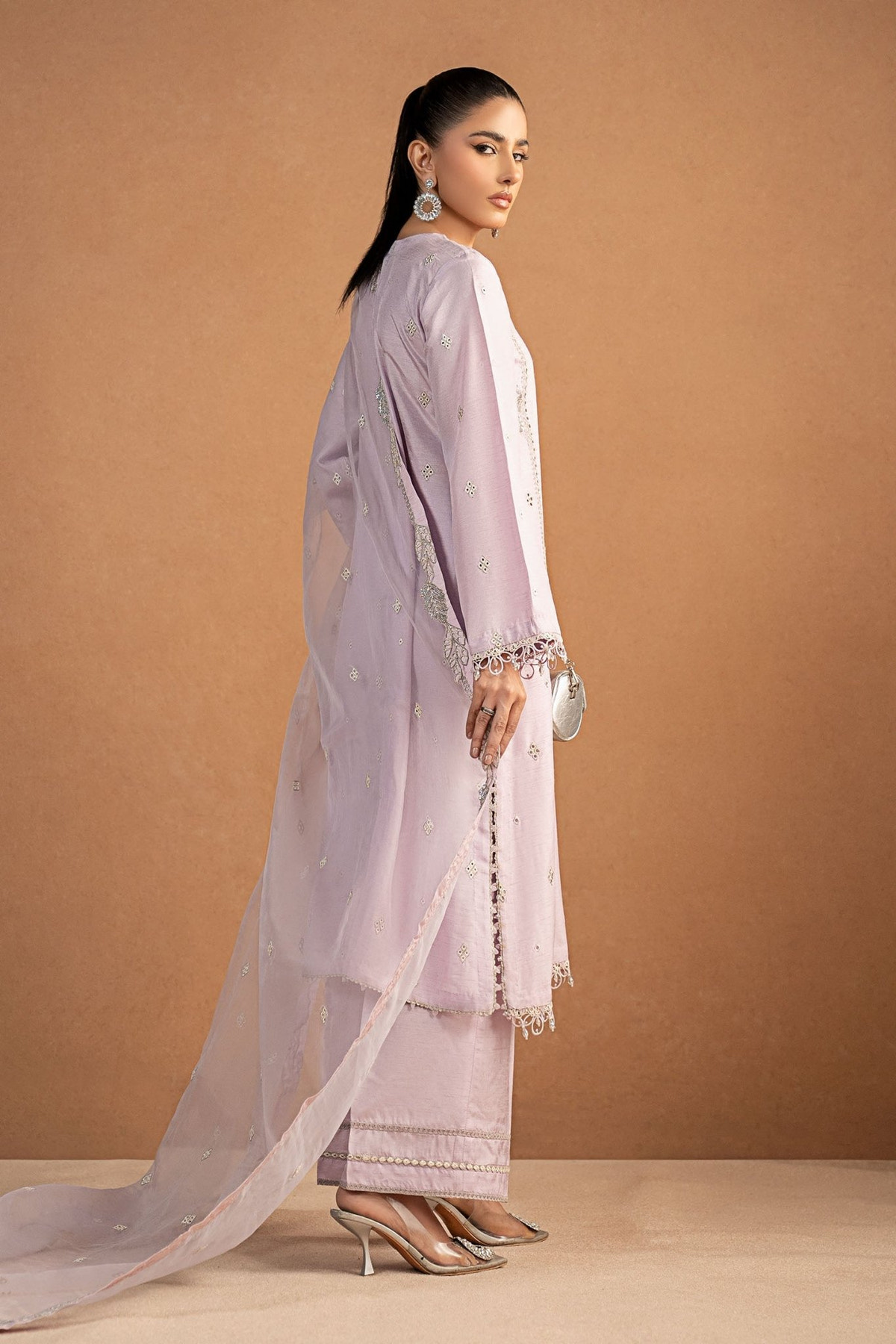 Maria B | RTW | 3 Piece Embroidered Raw Silk Suit-Brand:Maria B-Type:Luxury Formals-Purple - House of Maryam- Buy in UK, USA