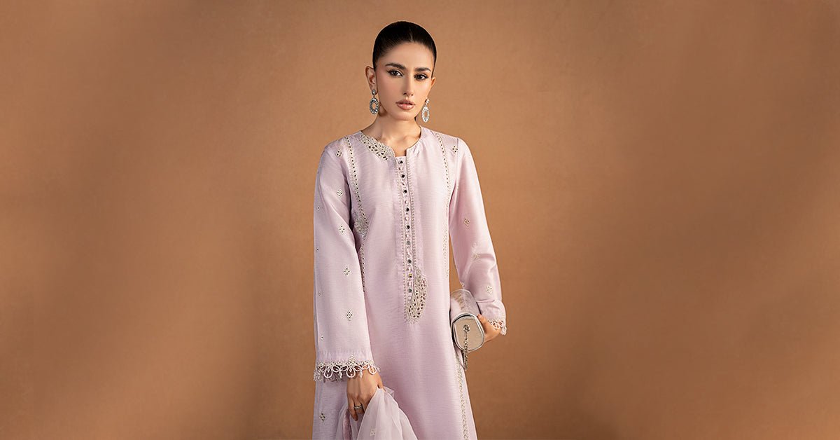 Maria B | RTW | 3 Piece Embroidered Raw Silk Suit-Brand:Maria B-Type:Luxury Formals-Purple - House of Maryam- Buy in UK, USA