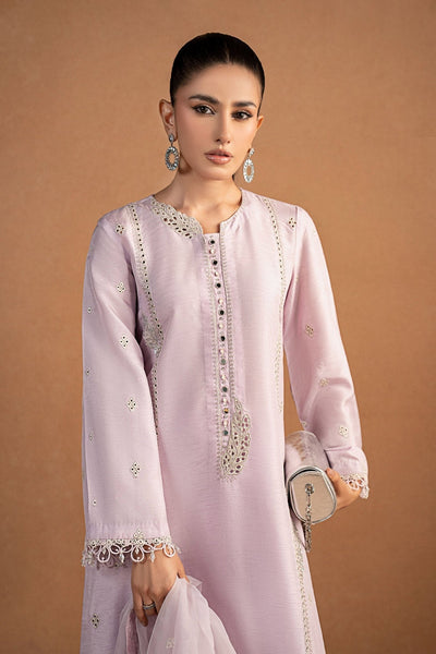 Maria B | RTW | 3 Piece Embroidered Raw Silk Suit-Brand:Maria B-Type:Luxury Formals-Purple - House of Maryam- Buy in UK, USA