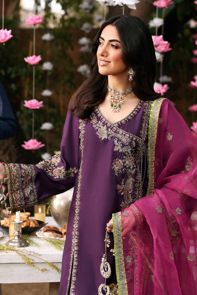 Maria B | RTW | 3 Piece Embroidered Raw Silk Suit-Brand:Maria B-Type:Luxury Formals-Purple - House of Maryam- Buy in UK, USA