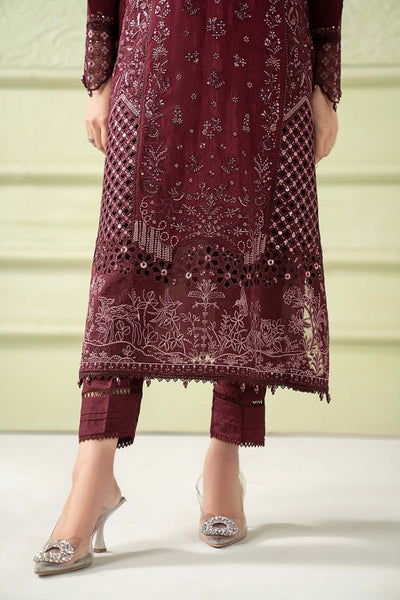 Maria B | RTW | 3 Piece Embroidered Raw Silk Suit-Brand:Maria B-Type:Luxury Formals-Purple - House of Maryam- Buy in UK, USA