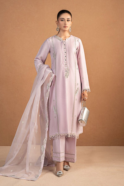 Maria B | RTW | 3 Piece Embroidered Raw Silk Suit-Brand:Maria B-Type:Luxury Formals-Purple - House of Maryam- Buy in UK, USA