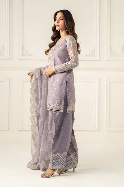 Maria B | RTW | 3 Piece Embroidered Raw Silk Suit-Brand:Maria B-Type:Luxury Formals-Purple - House of Maryam- Buy in UK, USA