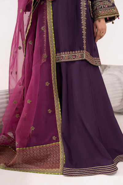 Maria B | RTW | 3 Piece Embroidered Raw Silk Suit-Brand:Maria B-Type:Luxury Formals-Purple - House of Maryam- Buy in UK, USA