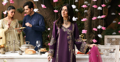 Maria B | RTW | 3 Piece Embroidered Raw Silk Suit-Brand:Maria B-Type:Luxury Formals-Purple - House of Maryam- Buy in UK, USA