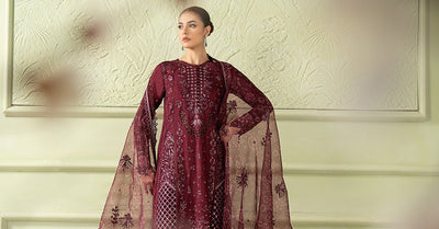 Maria B | RTW | 3 Piece Embroidered Raw Silk Suit-Brand:Maria B-Type:Luxury Formals-Purple - House of Maryam- Buy in UK, USA