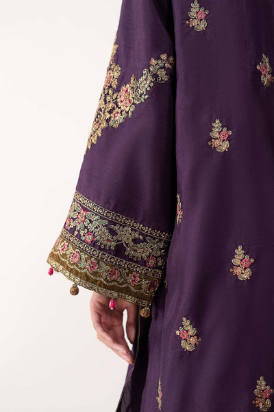 Maria B | RTW | 3 Piece Embroidered Raw Silk Suit-Brand:Maria B-Type:Luxury Formals-Purple - House of Maryam- Buy in UK, USA