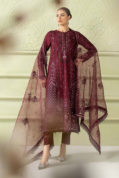 Maria B | RTW | 3 Piece Embroidered Raw Silk Suit-Brand:Maria B-Type:Luxury Formals-Purple - House of Maryam- Buy in UK, USA