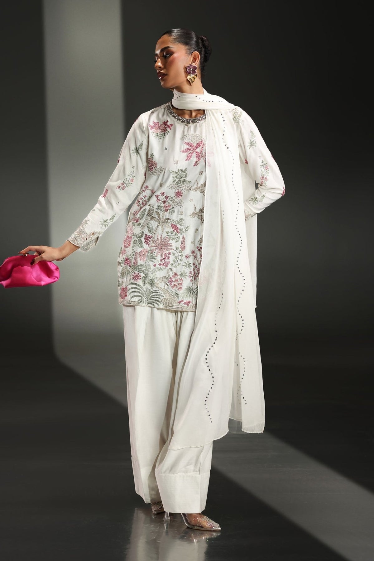 Maria B | RTW | 3 Piece Embroidered Raw Silk Suit-Brand:Maria B-Type:Luxury Formals-White - House of Maryam- Buy in UK, USA
