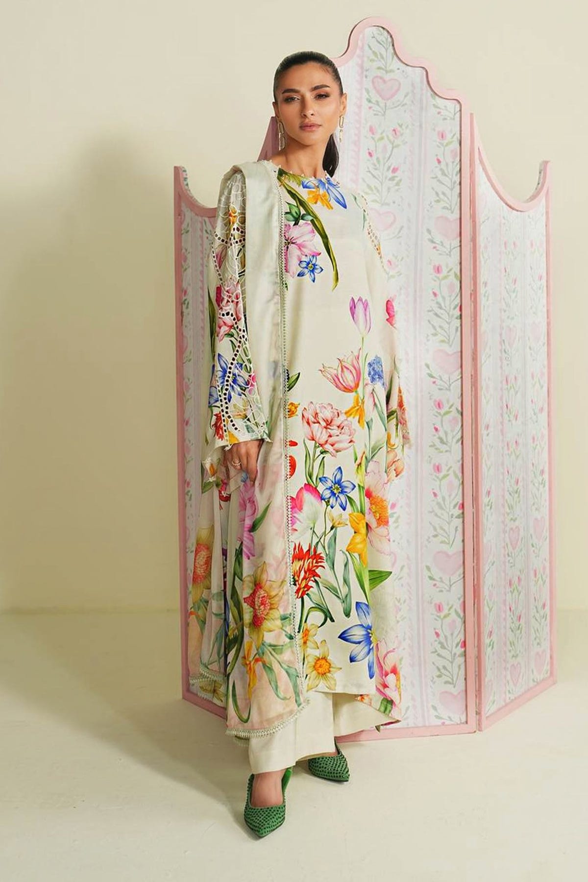 Maria B | RTW | 3 Piece Embroidered Raw Silk Suit-Brand:Maria B-Type:Luxury Pret-White - House of Maryam- Buy in UK, USA