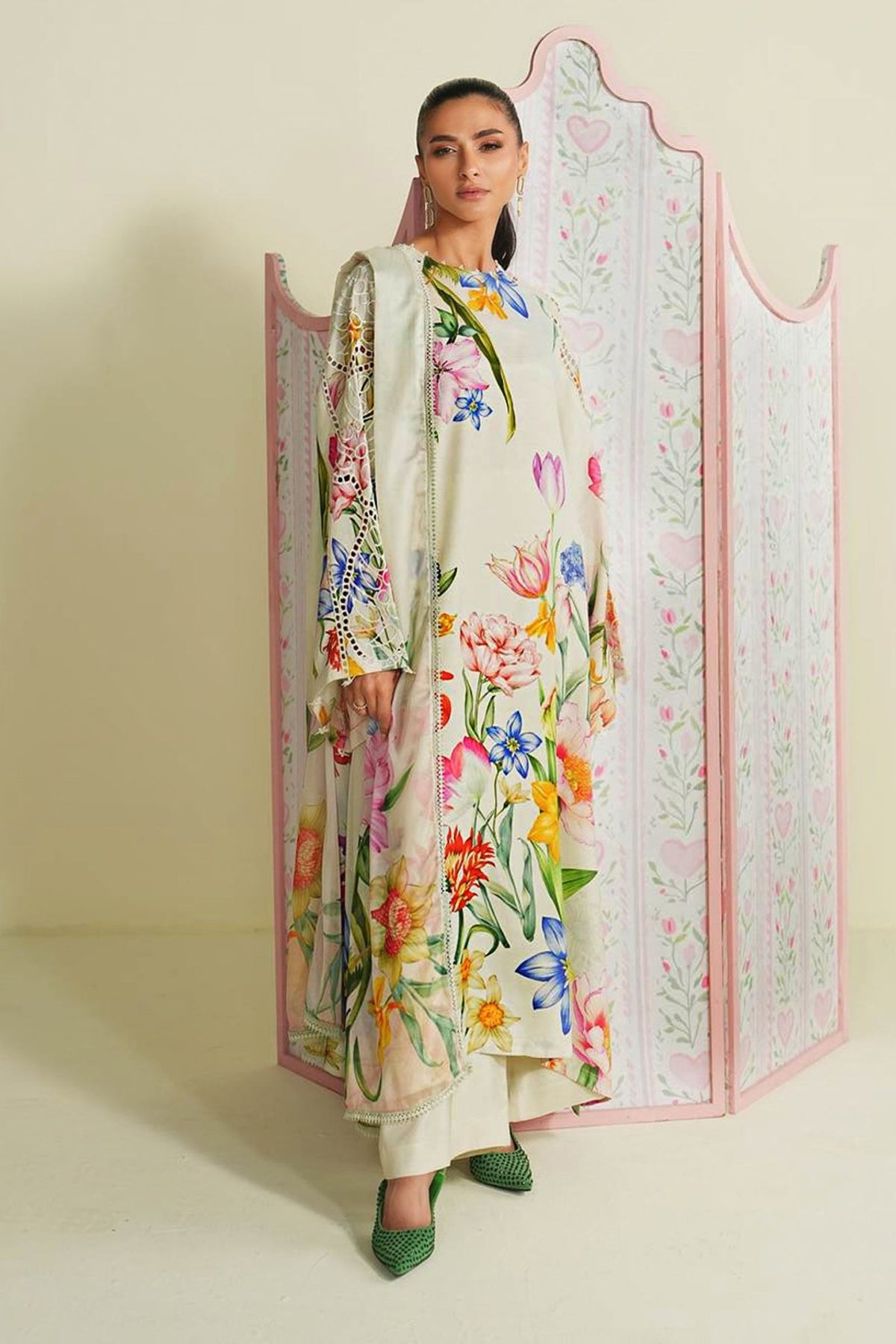 Maria B | RTW | 3 Piece Embroidered Raw Silk Suit-Brand:Maria B-Type:Luxury Pret-White - House of Maryam- Buy in UK, USA