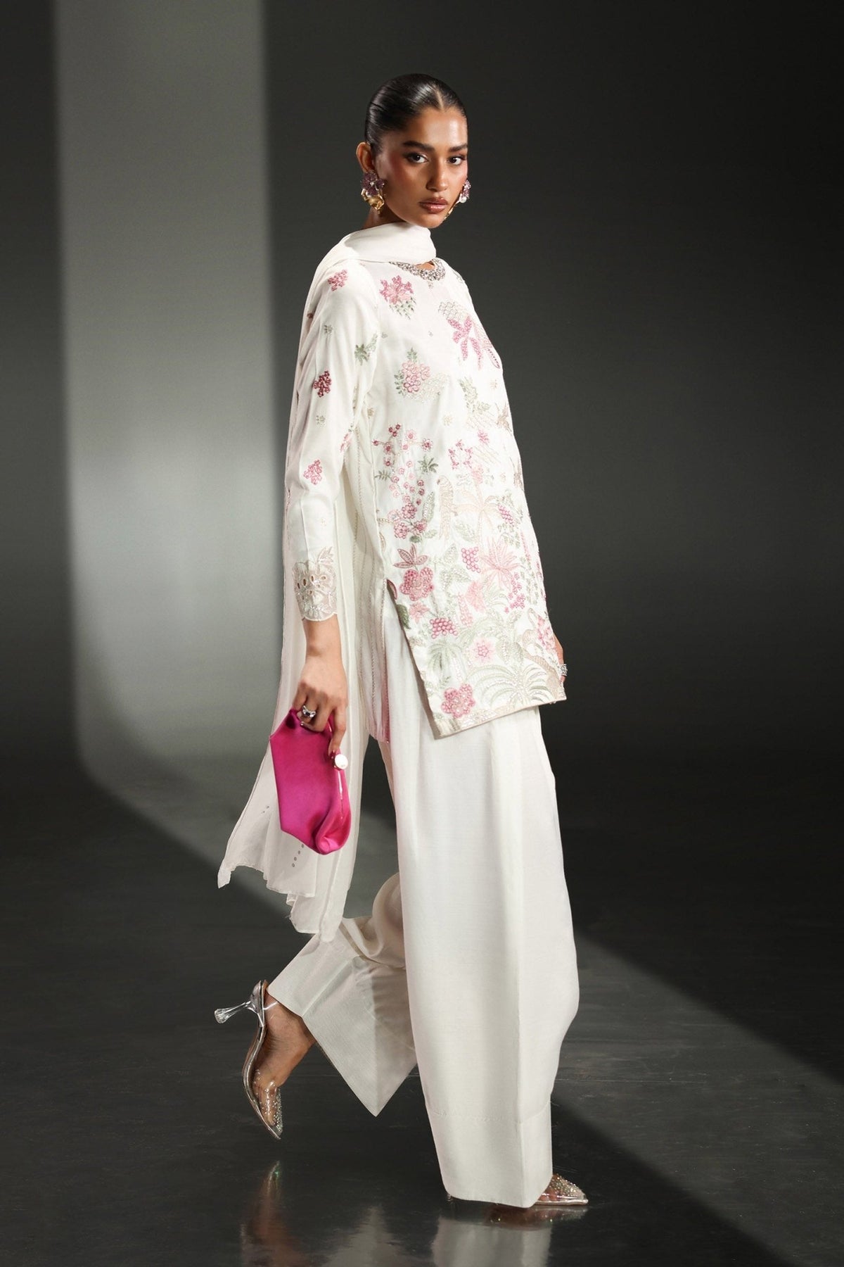 Maria B | RTW | 3 Piece Embroidered Raw Silk Suit-Brand:Maria B-Type:Luxury Formals-White - House of Maryam- Buy in UK, USA