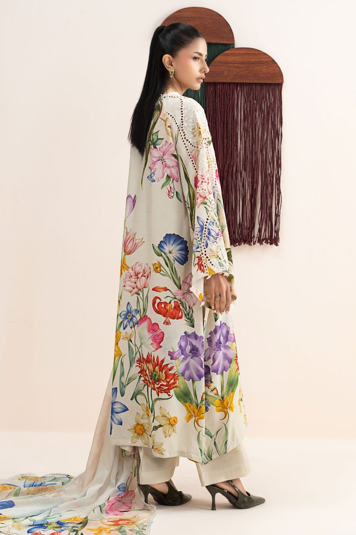 Maria B | RTW | 3 Piece Embroidered Raw Silk Suit-Brand:Maria B-Type:Luxury Pret-White - House of Maryam- Buy in UK, USA