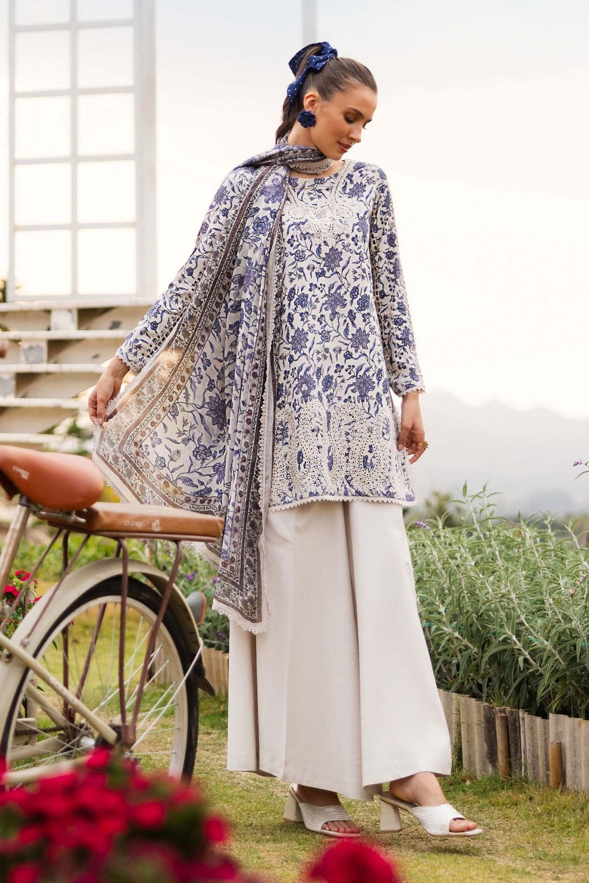 Maria B | RTW | 3 Piece Embroidered Raw Silk Suit-Brand:Maria B-Type:Luxury Pret-White - House of Maryam- Buy in UK, USA