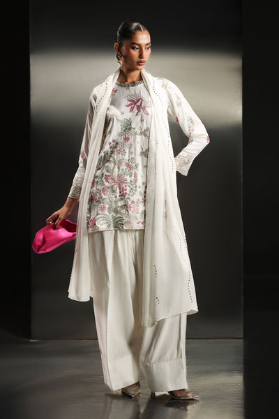 Maria B | RTW | 3 Piece Embroidered Raw Silk Suit-Brand:Maria B-Type:Luxury Formals-White - House of Maryam- Buy in UK, USA