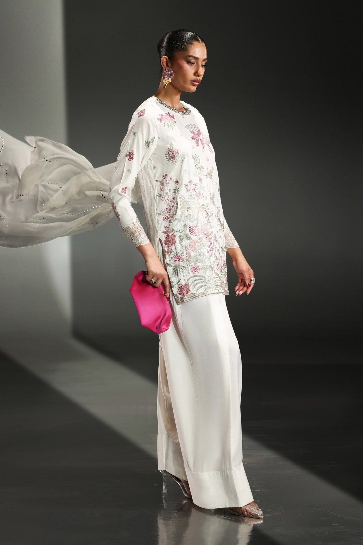 Maria B | RTW | 3 Piece Embroidered Raw Silk Suit-Brand:Maria B-Type:Luxury Formals-White - House of Maryam- Buy in UK, USA