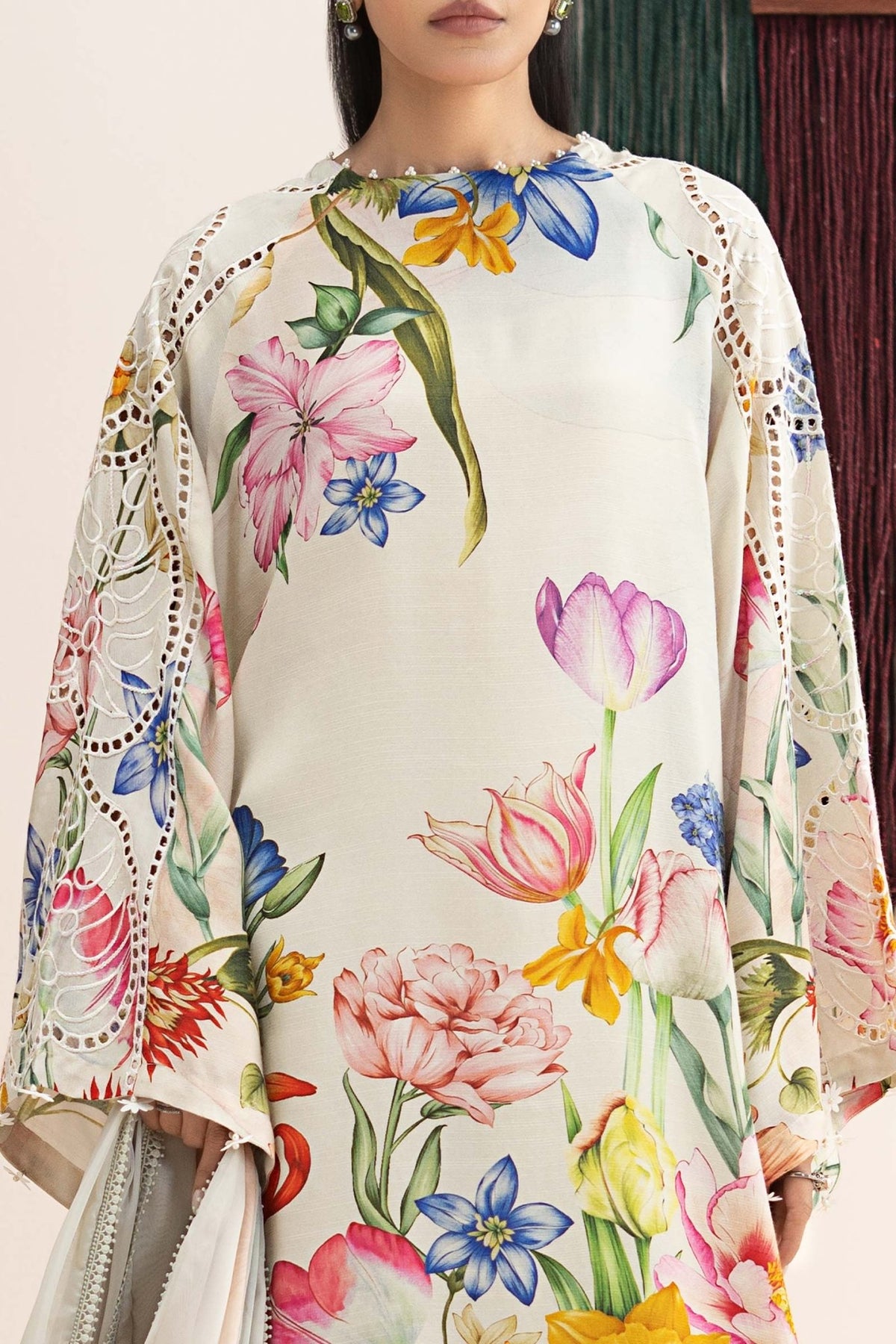 Maria B | RTW | 3 Piece Embroidered Raw Silk Suit-Brand:Maria B-Type:Luxury Pret-White - House of Maryam- Buy in UK, USA