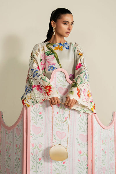 Maria B | RTW | 3 Piece Embroidered Raw Silk Suit-Brand:Maria B-Type:Luxury Pret-White - House of Maryam- Buy in UK, USA