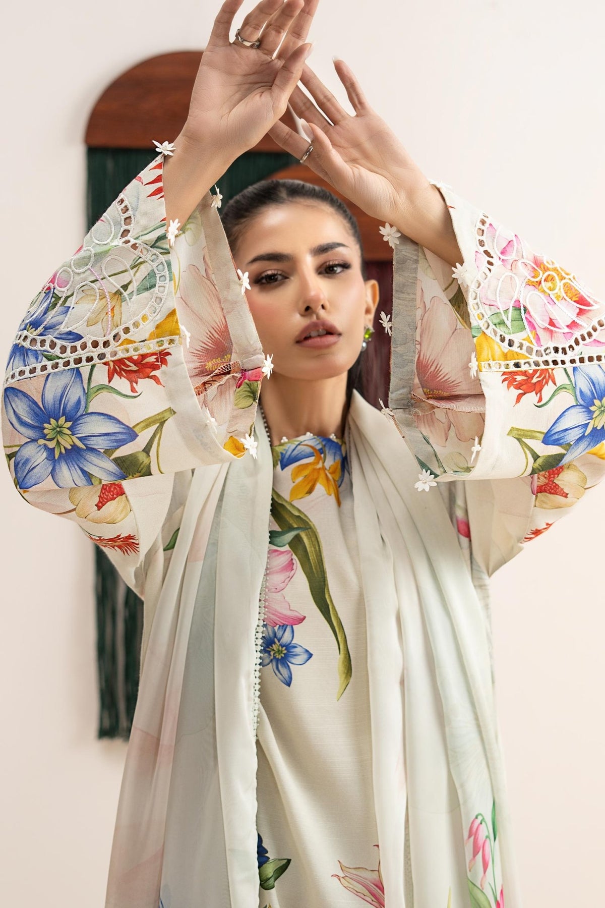 Maria B | RTW | 3 Piece Embroidered Raw Silk Suit-Brand:Maria B-Type:Luxury Pret-White - House of Maryam- Buy in UK, USA
