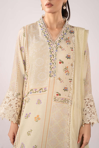 Maria B | RTW | 3 Piece Embroidered Raw Silk Suit-Brand:Maria B-Type:Luxury Pret-Yellow - House of Maryam- Buy in UK, USA
