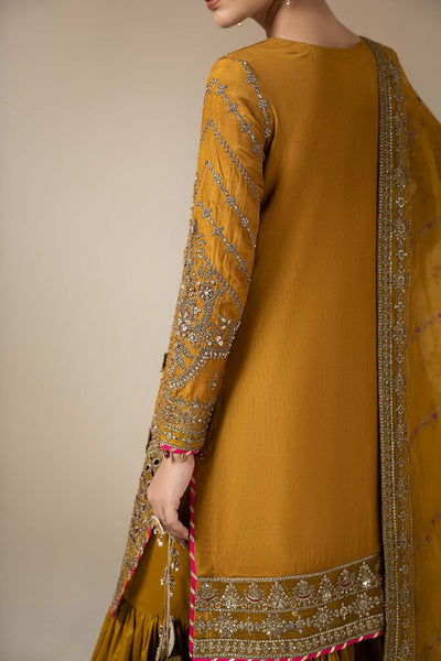 Maria B | RTW | 3 Piece Embroidered Raw Silk Suit-Brand:Maria B-Type:Luxury Formals-Yellow - House of Maryam- Buy in UK, USA