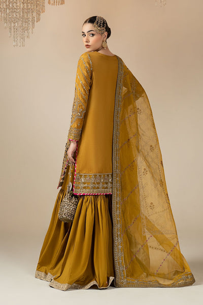Maria B | RTW | 3 Piece Embroidered Raw Silk Suit-Brand:Maria B-Type:Luxury Formals-Yellow - House of Maryam- Buy in UK, USA