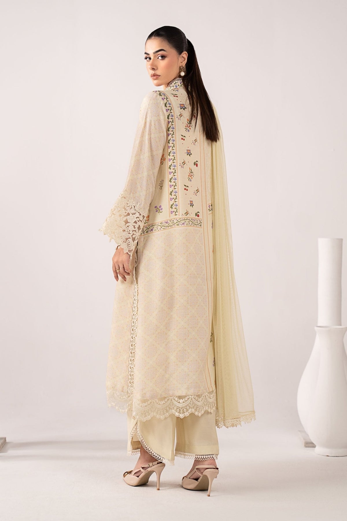 Maria B | RTW | 3 Piece Embroidered Raw Silk Suit-Brand:Maria B-Type:Luxury Pret-Yellow - House of Maryam- Buy in UK, USA