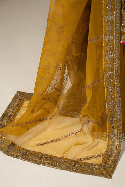 Maria B | RTW | 3 Piece Embroidered Raw Silk Suit-Brand:Maria B-Type:Luxury Formals-Yellow - House of Maryam- Buy in UK, USA